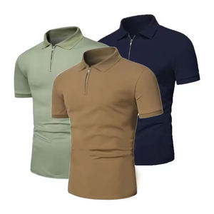 Custom Knit Solid Color Soft Basic Style Polo Button Knitting 100%Cotton T-Shirt Short Sleeve Men'S Sweater - Product Image 6