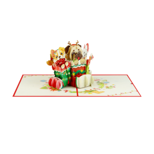 Decoración navideña de animales con forma personalizada, perros de dibujos animados en caja de regalo, decoración de cartulina troquelada. - Product Image 5
