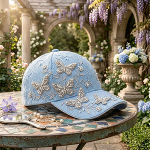 Gorra de Béisbol Clásica para Mujer con Encaje Delicado, Detalles de Bordado Floral, Correa, Accesorio Casual de Moda - Product Image 3