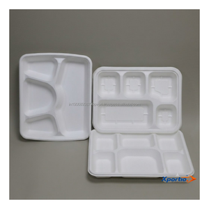 Assiettes carrées en bagasse personnalisées, résistantes à l'huile, écologiques, anti-fuite, compostables, emballage en vrac pour restaurants et services de restauration - Product Image 1