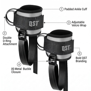 Correas de Tobillo Ajustables de Nailon para Máquina de Cable - Soporte de Compresión para Ejercicios de Piernas, Marca Personalizada Modelo QST-A-0020 - Product Image 6