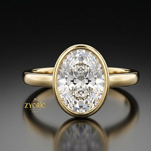 Anillo de Compromiso con Bisel Ovalado en Plata de Ley 925, Anillo Solitario Moderno para Mujer - Product Image 1