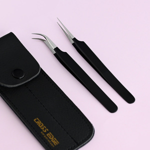 Custom Logo Straight Isolation <b>Lash</b> Tweezers for Volume Fiber Tip Curved Eyelash Extension Stainless Steel 45 90 Degree - Product Image 2