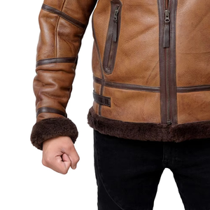Chaquetas de Cuero con Forro de Borrego para Hombre, Cómodas, Diseño Personalizado OEM, Hechas de Lana y Tela, Nueva Llegada 2026 - Product Image 6