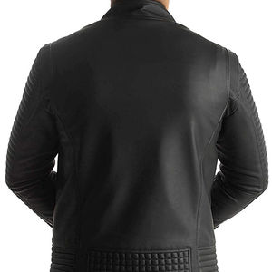 Men's Brown Genuine Leather Moto <b>Jacket</b> Stand Collar Zipper Closure Slim Fit Autumn Wear - Product Image 1
