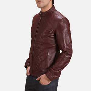 Chaqueta de Cuero para Hombre, Último Modelo, con Dos Colores Personalizados, Chaqueta de Cuero de Oveja para Motociclista, Chaqueta de Cuero Acolchada - Product Image 3