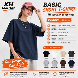 275G Heavy <b>Weight</b> 100% Cotton Unisex Oversized Boxy Fit Streetwear <b>Blank</b> Tee Custom Logo Printing OEM ODM Clothing Manufacturer - Product Image 2