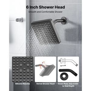 Juego de grifería monomando para bañera y ducha con cabezal de ducha tipo lluvia de 6 pulgadas y caño de bañera completo - Product Image 4