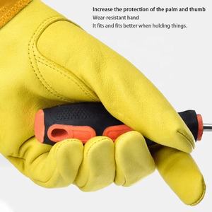 Premium Cowhide Leather MIG TIG Welding Gloves with Kevlar Stitching, Double Palm, Fleece Lined - Product Image 4