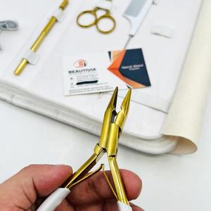 Pinza de presión para extensiones de cabello, de acero inoxidable chapado en oro, para cabello Remy y trama individual, kit de herramientas para extensiones de cabello chino, peine blanco y pinza de cocodrilo - Product Image 6