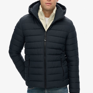 Custom Nylon Shell <b>Waterproof</b> Windproof Thick Cotton <b>Padded</b> Reversible Streetwear Puffer Jacket with Hood for Unisex Winter - Product Image 1