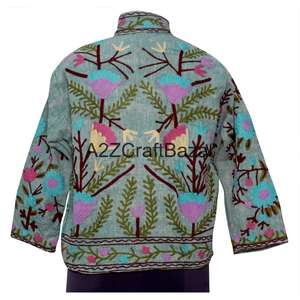 Blouson bomber vintage à motif floral brodé, respirant, séchage rapide, coton écologique, décontracté, pour l'hiver/le printemps/le été, idéal pour les fêtes - Product Image 4
