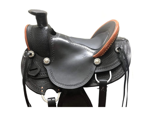 Sillas de Montar Duraderas de Cuero Negro Estilo Western para Carreras y Paseos, y Juego de Arreos, Silla de Montar Tallada a Mano - Product Image 2