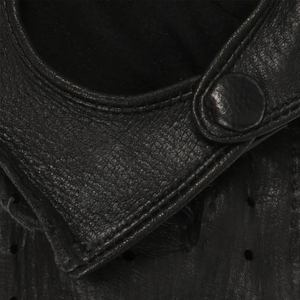 Gants de conduite unisexes en cuir noir avec design perforé et sangle de poignet réglable pour une utilisation quotidienne confortable - Product Image 5