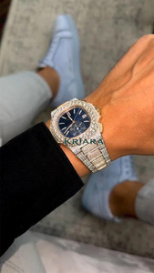 Moissanite Premium Luxury Stainless Steel Silver Glass Dial <b>Watch</b> with Real Diamonds High Quality and Durable Design - Product Image 3
