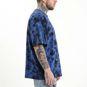Fascinating Tie-dye <b>colour</b> sublimation cotton t-<b>shirt</b> Men's blue white casual knit Patterned breathable short sleeve - Product Image 4
