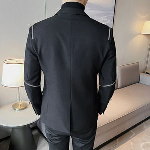 Blazer ajustado para hombre con detalle de cremallera – Chaqueta de traje informal de negocios para otoño |   Abrigo Formal para un Estilo Moderno - Product Image 5
