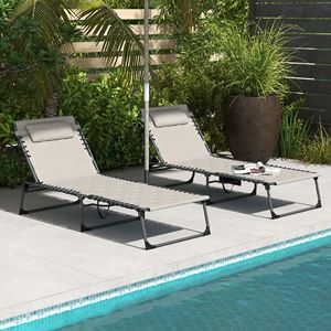 Set di Sdraio Reclinabili Regolabili per Esterni in Khaki, con Telaio in Alluminio e Corda, per Piscina: Versatilità e Comfort - Product Image 2