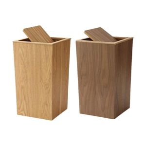 Poubelle en bois de qualité supérieure avec couvercle rabattable, poubelle écologique moderne pour la maison, le bureau, la cuisine, la salle de bain, l'hôtel, décoration - Product Image 1