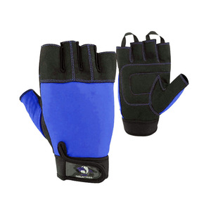 SAAB INDUSTRIES Half <b>Finger</b> Gym Gloves Leather Palm Weightlifting Training Adjustable Wrist <b>Strap</b> Unisex Fitness Gear - Product Image 5