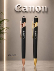 Stylo Roller Premium de Luxe en Métal Noir – Élégant Stylo Roller Exécutif de Marque – Noir et Or - Product Image 1