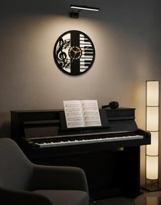 Modern Vintage Vinyl Guitar Pattern Metal Round Quartz Analog Hanging Wall <b>Clock</b> <b>LED</b> Night Light Creative Art Design Home Decor - Product Image 6