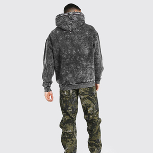 Sweat-shirt à capuche pour homme personnalisable, style vintage délavé, streetwear, en molleton de coton surdimensionné, imprimé avec logo, service OEM - Product Image 4