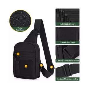 Sac bandoulière antivol en nylon avec sangle arquée pour la chasse, pour hommes, noir - Product Image 3