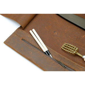 Bolsa Portacuchillos de Cuero Genuino Personalizable al por Mayor, Estuche para Cuchillos de Chef con 15 Ranuras y Cinturón Desmontable, Soporte de Cuero Vacuno para Cuchillos de Chef - Product Image 5