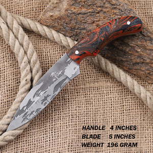 Cuchillo de caza nórdico de hoja fija de acero 12C27 con punta de gota y mango de resina de grado industrial, personalizado OEM, con acabado ácido. - Product Image 2