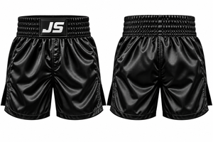 กางเกงมวยสากล JS-102 ผ้าคอตตอนยืด 100% ซักแล้ว พร้อมโลโก้ด้านหน้า สีตามสั่ง พิมพ์ลายแบบระเหิด ระบายอากาศได้ดี แห้งเร็ว - Product Image 2