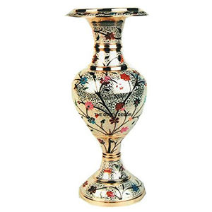 Vases à fleurs décoratifs pour la maison, en laiton, métal, fabrication artisanale indienne, design classique, multicolores, réguliers - Product Image 1