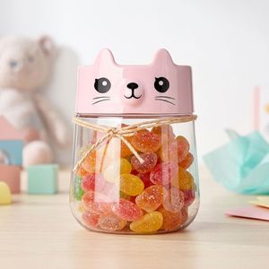 Wholesale Candy <b>Jar</b> Cute Cat Shape PET 450ml Clear <b>Plastic</b> Snack <b>Jar</b> with Cartoon Screw Cap for Candy Cookies Vietnam Factory - Product Image 3