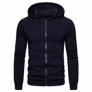 Men's Winter Warm Anti-Shrink Knitted Zip Hoodie with Hooded 100% Cotton Fleece Zipper Design for Outdoor Activities - Product Image 1