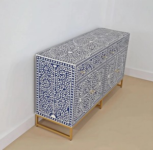 Muebles de mesa con incrustaciones de hueso, los más vendidos, con diseño de mosaico intrincado, muebles decorativos hechos a mano para interiores de casas modernas, en venta. - Product Image 3