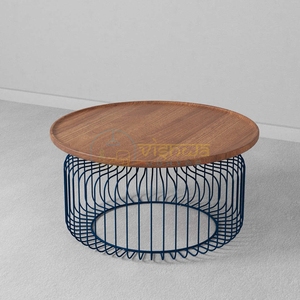 Mesa Redonda de Madera con Estructura de Alambre, Portátil, Económica, Convertible, Moderna, Mini Mesa para Laptop, Mesa de Centro para Té y Café, Muebles para Sala de Estar - Product Image 6