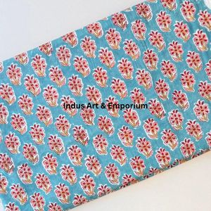 Tela de Algodón Cambray Estampada a Bloques 60x60, Tela de Algodón con Estampado Tradicional Jaipuri - Product Image 2