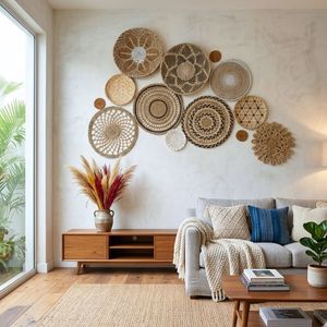 Boho Seagrass Wall Decor Collection Handcrafted Woven Wall Hanging Set for Interior Decoration - Product Image 5