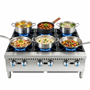 Estufa de Gas Comercial ETL para Mostrador, con 6 Quemadores, 6 x 25.000 BTU, Cocina de Gas Comercial, Estufa de Gas Natural - Product Image 1