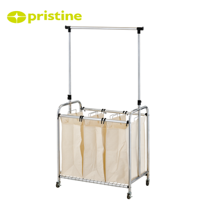 Wholesale <b>Cast</b> Iron Multifunctional Clothing Organizer Metal Laundry Basket Cart Hangers for Household Storage - Product Image 5