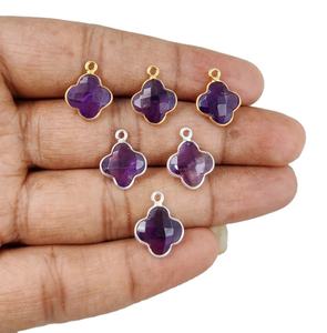 Colgantes de piedra con forma de trébol y amatista Natural, joyería de moda, venta al por mayor - Product Image 1