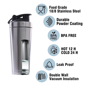 Bouteille shaker à protéines portable en acier inoxydable 750 ml (25 oz) avec logo personnalisé pour la gym et les sports - Product Image 3