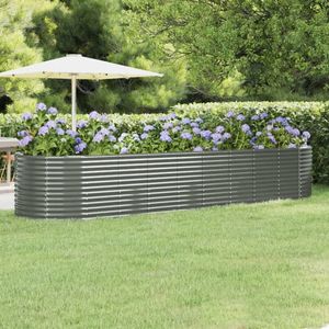 Grand lit de jardin surélevé en acier gris thermolaqué, élégants pots et jardinières - Product Image 1