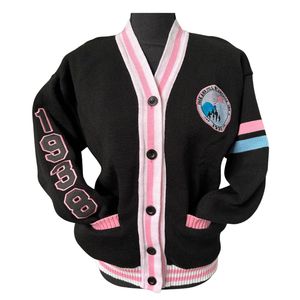 Cárdigan Varsity con Botones, Suéter de Punto, Manga Larga, Informal, a la Moda, Prenda Exterior para Combinar en Capas, Suave y Cómoda para Uso Diario - Product Image 1