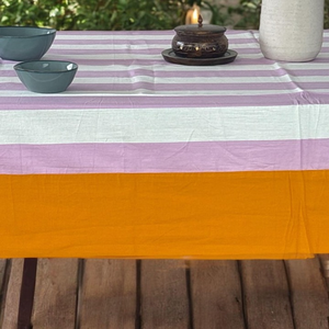 Striped Rectangular <b>Tablecloth</b> Peach & White Dining Table Cover for Home Decor 2 Colors Table Cover Linen Set - Product Image 3