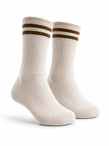 White Crew Woven Eco-Friendly Breathable Sports Socks with Black Stripe for Running Basketball Soccer Football Training Youth - Product Image 1