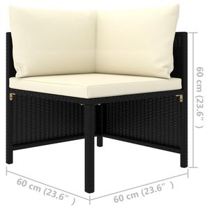 Sofá Esquinero de Jardín de Ratán PE Negro, Acero con Recubrimiento en Polvo y Tela de Poliéster, Muebles Elegantes para Exteriores - Product Image 5