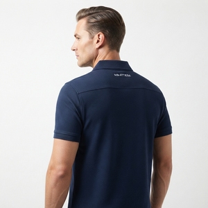 Camisa de Hombre Azul Marino, Tejido Sólido de Secado Rápido, Manga Corta, Cuello Clásico, Informal, para Golf, Negocios, Uniforme, OEM, ODM, Venta al Por Mayor - Product Image 4