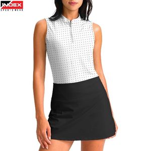 Camiseta Polo sin Mangas para Mujer, Blanca con Puntos, Tejida, Transpirable, Deportiva, Corte Casual, Largo Regular - Product Image 1
