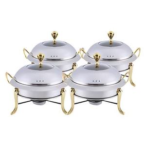 Plat à chafing doré de style américain en acier inoxydable, idéal pour les mariages arabes et les buffets, avec couvercle martelé - Product Image 6